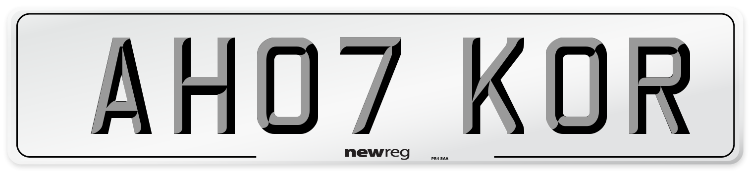 AH07 KOR Number Plate from New Reg